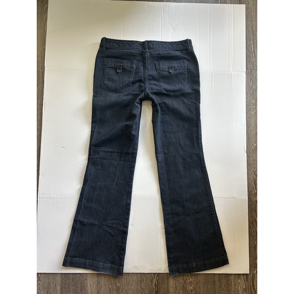 2000s Low Rise Flared Jeans Button Y2K Grunge Office Siren Parisian Twee Preppy - Picture 10 of 10